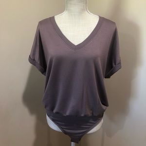NWOT Taupe Gray Tee Full Coverage Bodysuit